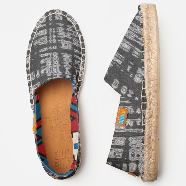 Gray Abstract Tribal Pattern Slip-on Espadrilles (Side)