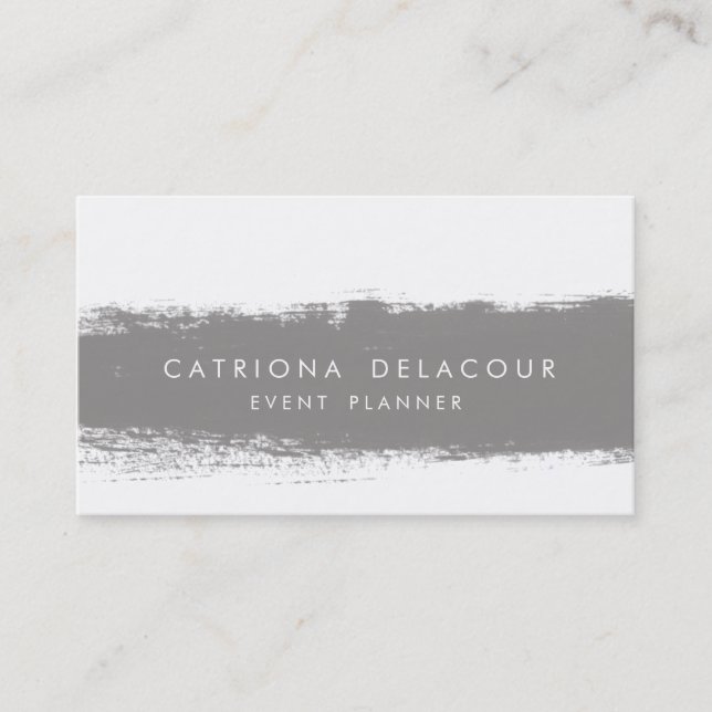 Gray Abstract Watercolor Splash Business Card (Front)