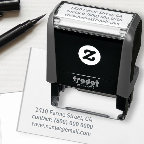 Gray Address Contact Information Self_inking Stamp