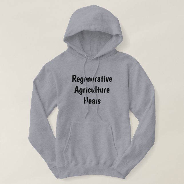 gray, adult, promote eco organic farming hoodie (Design Front)