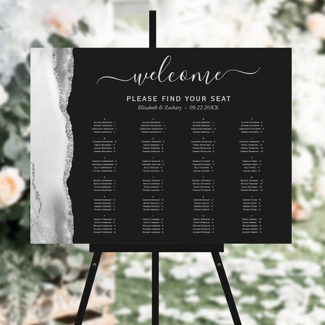 Gray Agate Silver Dark Wedding Seating Foam Board (Creator Uploaded)