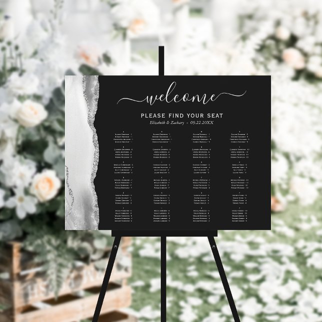 Gray Agate Silver Dark Wedding Seating Foam Board (Creator Uploaded)