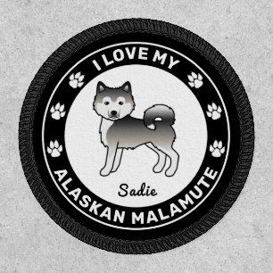 Gray Alaskan Malamute Cute Cartoon Dog Patch