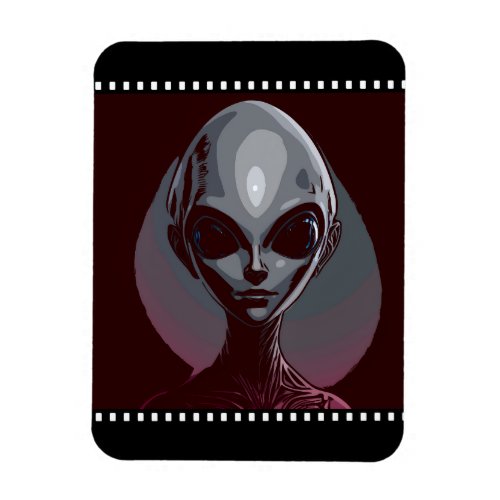 Gray Alien Extraterrestrial Face Film Frame Magnet