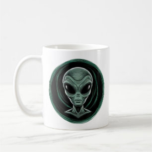 Gray Alien Head Coffee Mug