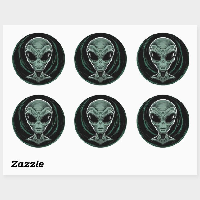 Gray Alien Head Sticker Set (Sheet)