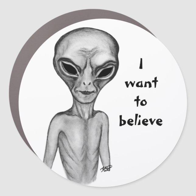 Gray Alien , I want to believe Car Magnet (Front)