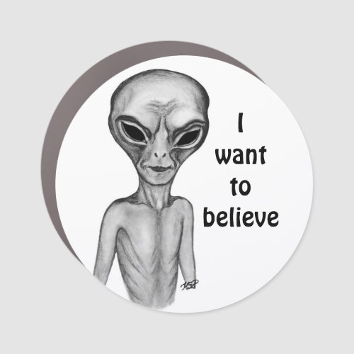 Gray Alien  I want to believe Car Magnet