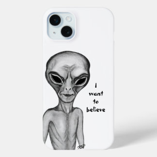 Gray Alien , I want to believe iPhone 15 Plus Case