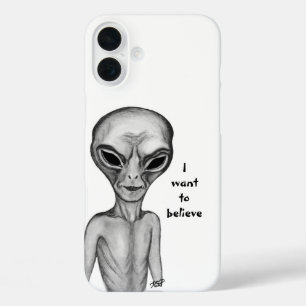 Gray Alien , I want to believe iPhone 16 Plus Case