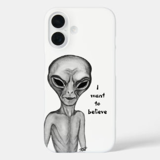 Gray Alien , I want to believe iPhone 16 Case