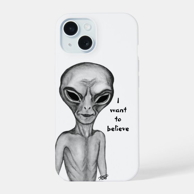 Gray Alien , I want to believe iPhone 15 Case (Back)