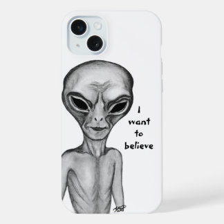 Gray Alien , I want to believe iPhone 15 Plus Case