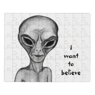 Gray Alien , I want to believe Jigsaw Puzzle