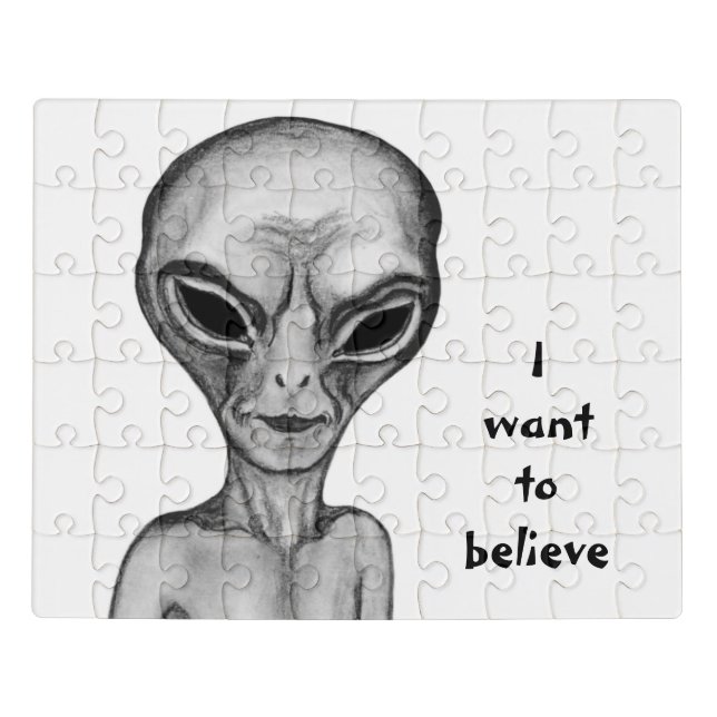Gray Alien , I want to believe Jigsaw Puzzle (Puzzle Horizontal)