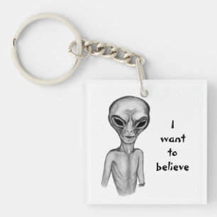 Gray Alien , I want to believe Keychain