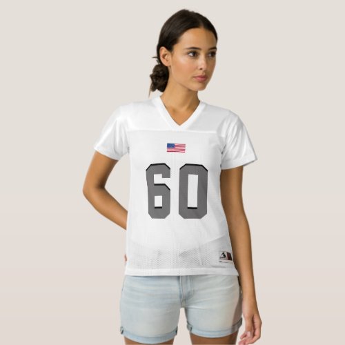 Gray American soccer with American Flag she Womens Football Jersey