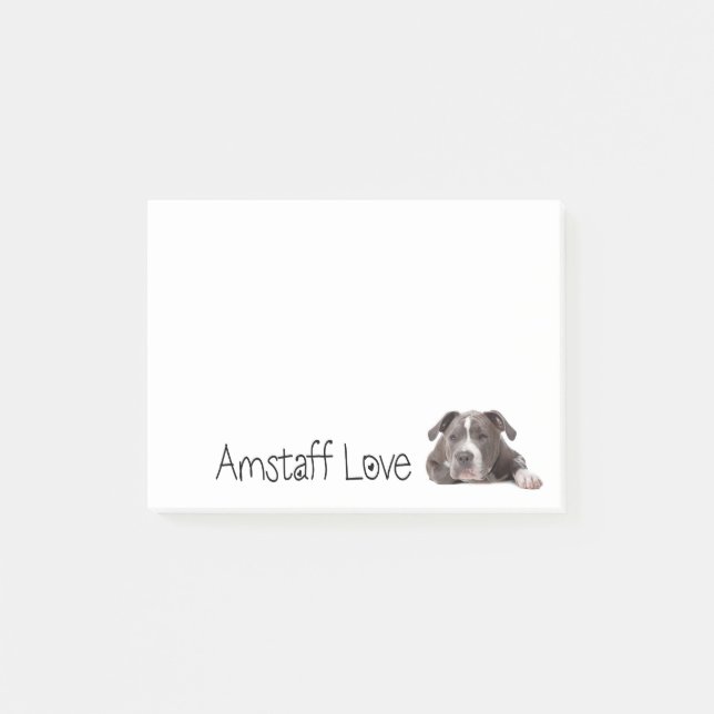 Gray American Staffordshire Terrier Dog - Amstaff Post-it Notes (Front)