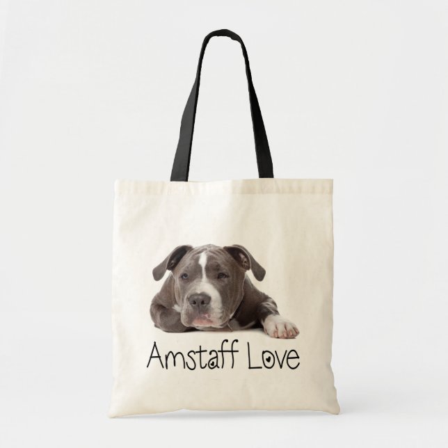 Gray American Staffordshire Terrier Dog - Amstaff Tote Bag (Front)