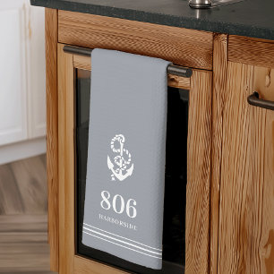Gray    Anchor House Number & Street Name Kitchen Towel