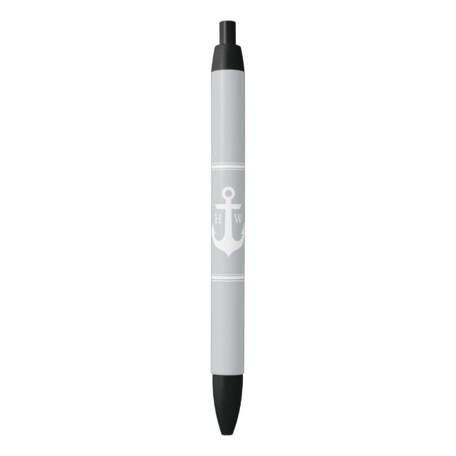 Gray Anchor Monogrammed Pen (Front Vertical)