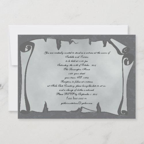 Gray Ancient Scroll Goth Wedding Invitations