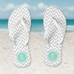 Gray and Aqua Chevron Monogram Flip Flops<br><div class="desc">Custom printed flip flop sandals with a stylish modern chevron pattern and your custom monogram or other text in a circle frame. Click Customize It to change text fonts and colors or add your own images to create a unique one of a kind design!</div>