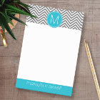 Gray and Aqua Chevrons with Single Monogram