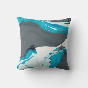 gray and aqua marble design throw pillow