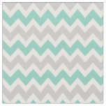 Gray and Aqua Modern Chevron Fabric