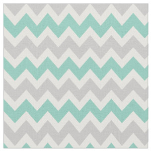 Gray and Aqua Modern Chevron Fabric