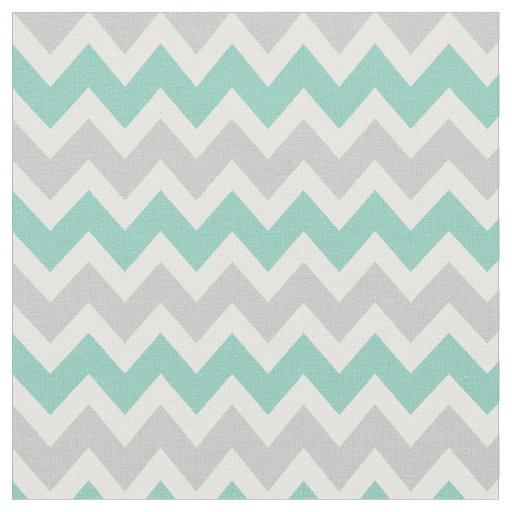 Gray and Aqua Modern Chevron Fabric