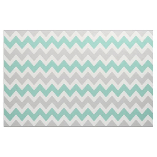 Gray and Aqua Modern Chevron Large Scale Fabric