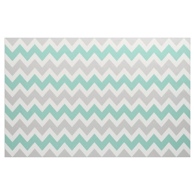 Gray and Aqua Modern Chevron Large Scale Fabric (Yard)