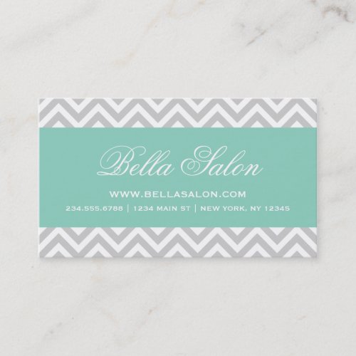 Gray &amp; Aqua Modern Chevron Stripes Business Cards