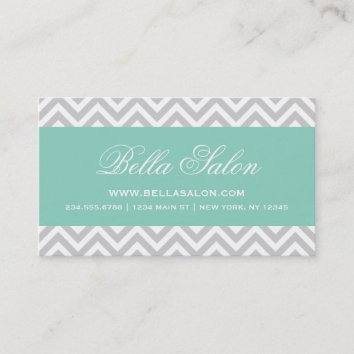 Customizable Gray &amp; Aqua Modern Chevron Stripes Business Cards