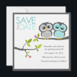 Gray and Aqua Owls Wedding Save the Date<br><div class="desc">These adorable save the date announcements feature a cute vector illustration of a couple of owls perched on a tree branch. Many color schemes available at our store and more available by request. 
 These invitations are perfect for any spring,  summer,  fall or winter wedding.</div>