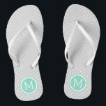 Gray and Aqua Tiny Dots Monogram Flip Flops<br><div class="desc">Custom printed flip flop sandals with a cute girly polka dot pattern and your custom monogram or other text in a circle frame. Click Customize It to change text fonts and colors or add your own images to create a unique one of a kind design!</div>