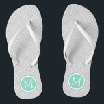 Gray and Aqua Tiny Dots Monogram Flip Flops<br><div class="desc">Custom printed flip flop sandals with a cute girly polka dot pattern and your custom monogram or other text in a circle frame. Click Customize It to change text fonts and colors or add your own images to create a unique one of a kind design!</div>