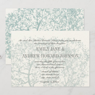 Gray and Aqua Tree Weddings Personalized Invite