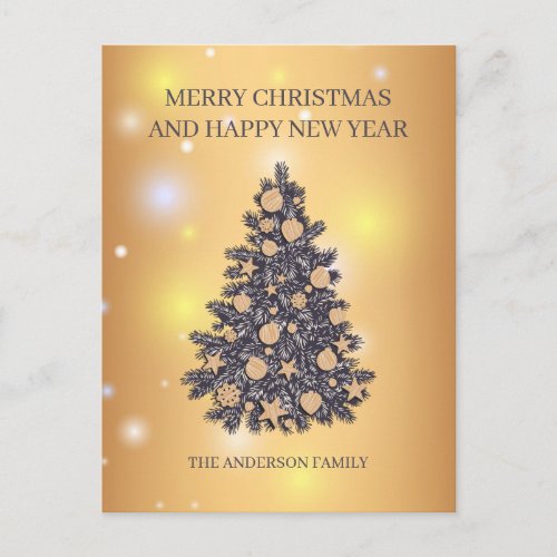 Gray And Beige Christmas Tree Holiday Postcard