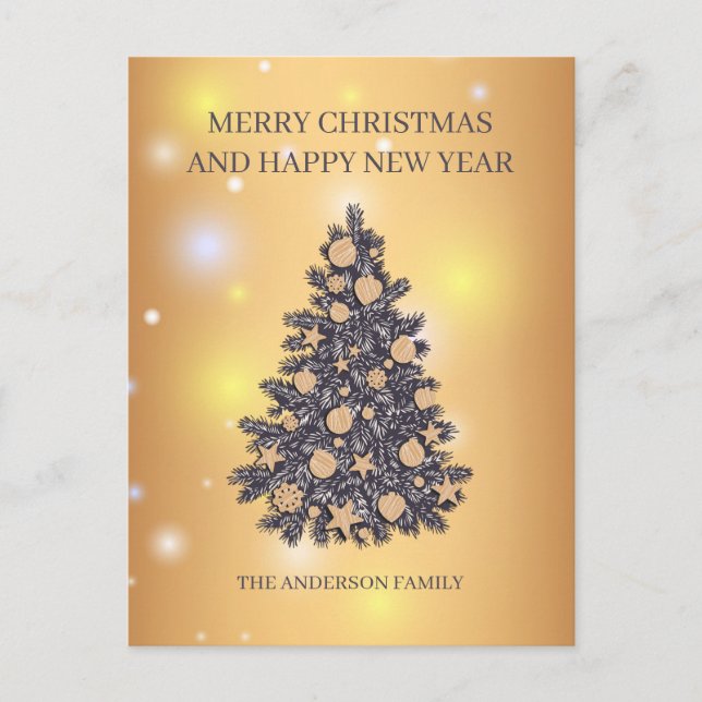 Gray And Beige Christmas Tree Holiday Postcard (Front)