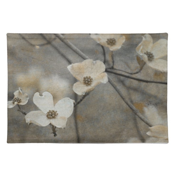 Gray and Beige Classic Dogwood Placemat Zazzle
