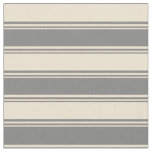 [ Thumbnail: Gray and Beige Colored Stripes/Lines Pattern Fabric ]