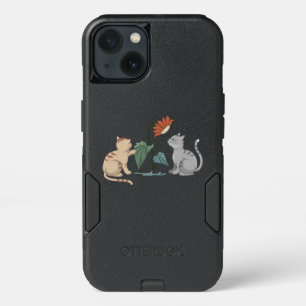 GRAY AND BEIGE CUTE KITTENS PLAY WITH SUNFLOWER iPhone 13 CASE