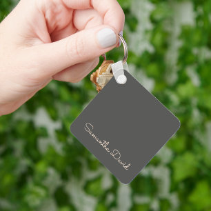 Gray and Beige personalized Keychain