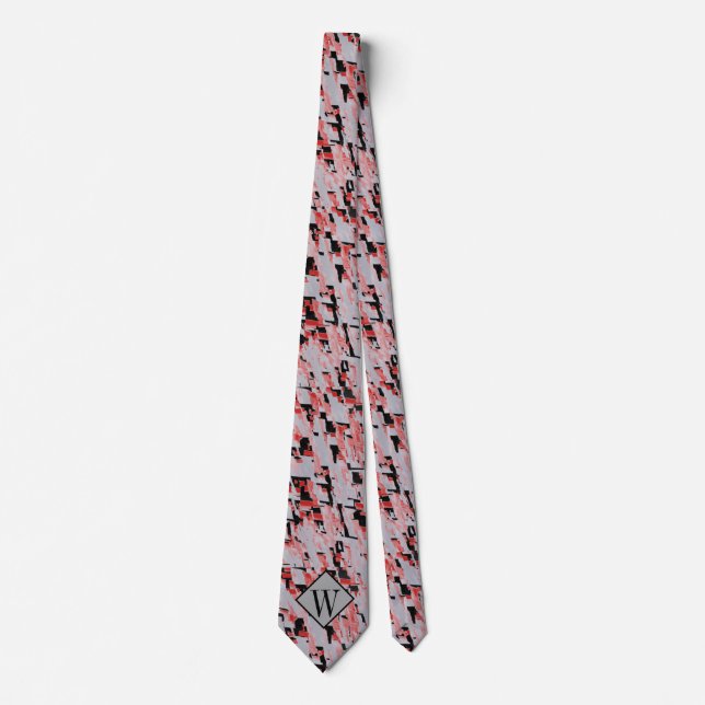 Gray and Black Abstract Pattern Neck Tie (Front)