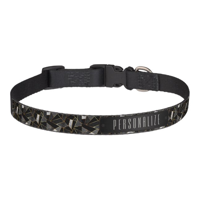 Gray and Black Abstract Pattern  Pet Collar (Front)