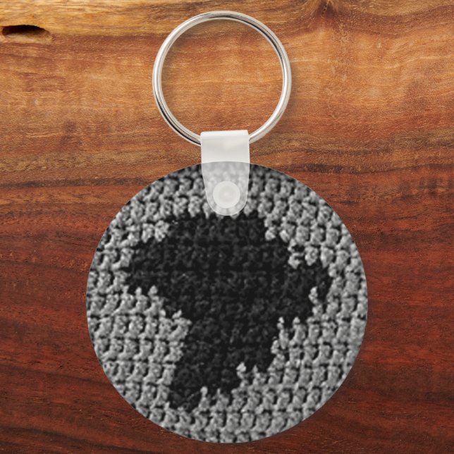 Gray and Black Africa Map Unique Crochet Print on Keychain (Front)