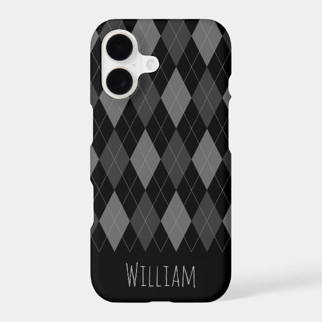 Gray and Black Argyle Pattern iPhone 7/8 Case (Back)